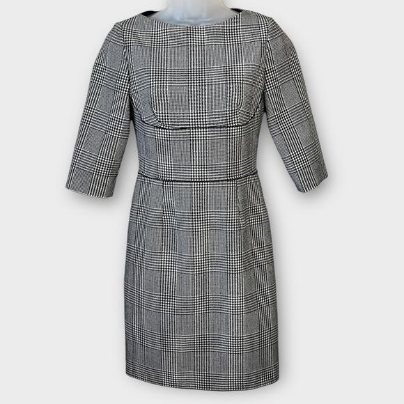 STELLA MCCARTNEY Black & White Houndstooth Sheath Dress 3/4 Sleeve Size 36 XS - Picture 2 of 7